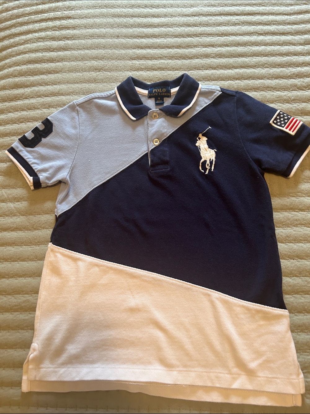 Polo by Ralph Lauren kids Diagonal Navy, Light Blue & White Polo
